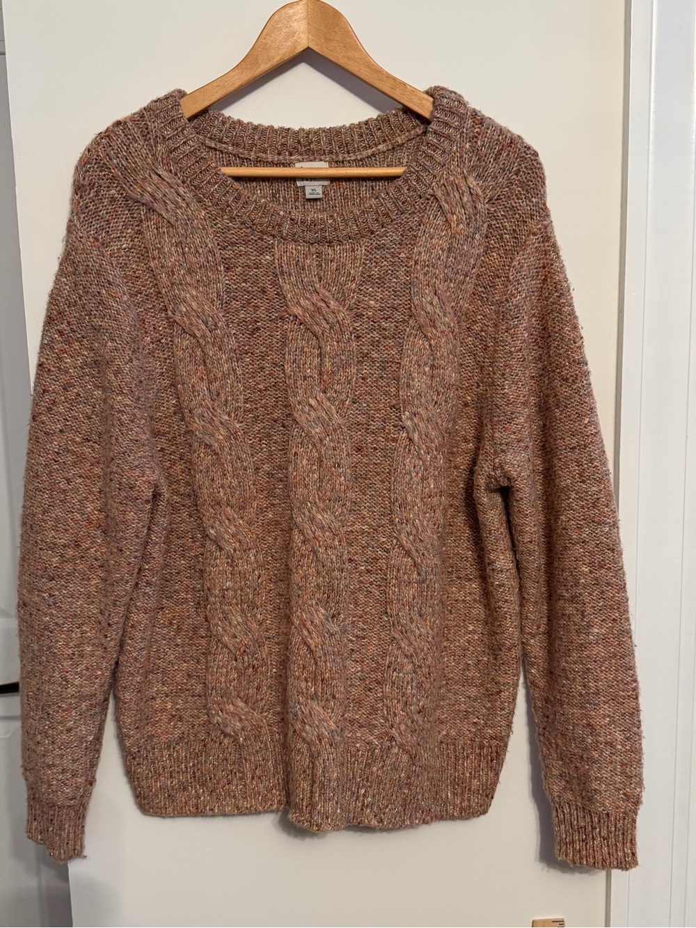 a new day Cable Knit Crew Sweater - Brown Heather